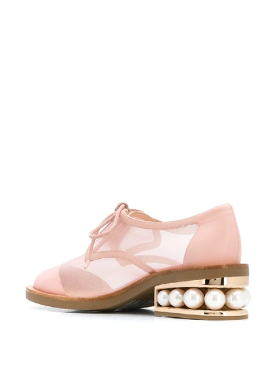 Shop Nicholas Kirkwood Casati Mesh Derby Shoes 35mm In Pink