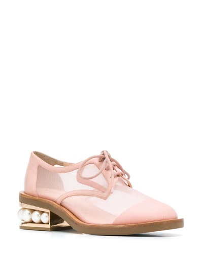 Shop Nicholas Kirkwood Casati Mesh Derby Shoes 35mm In Pink