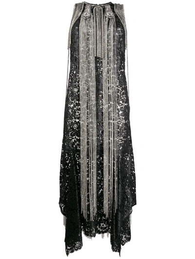 Shop Christopher Kane Chain Fringed Dress In Black