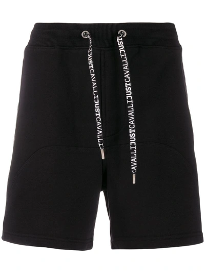 Shop Just Cavalli Relaxed-fit Drawstring Track Shorts In Black