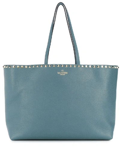 Shop Valentino Medium Rockstud Tote Bag In Blue