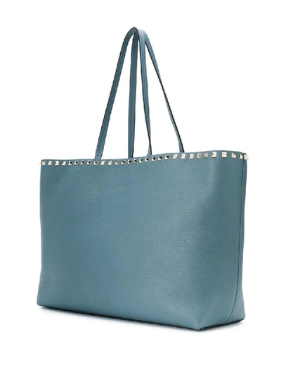 Shop Valentino Medium Rockstud Tote Bag In Blue
