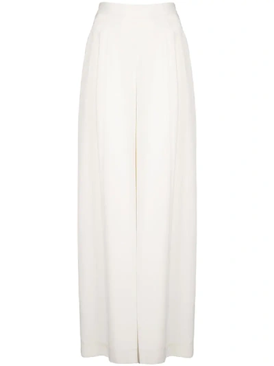 Shop Adam Lippes Pleated Wide-leg Trousers In Neutrals