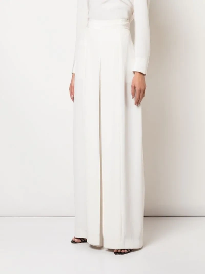 Shop Adam Lippes Pleated Wide-leg Trousers In Neutrals