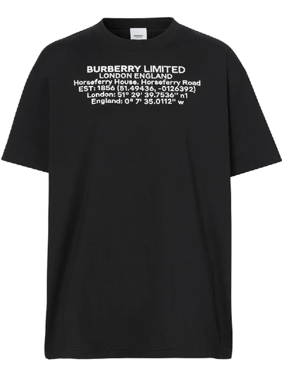 Shop Burberry Location Print T-shirt In Black