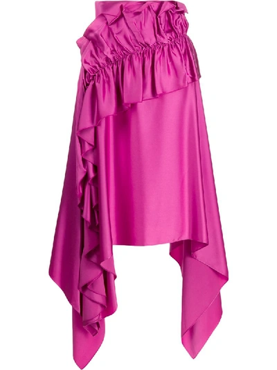 Shop Christopher Kane Asymmetric Ruffle Trim Skirt In Pink