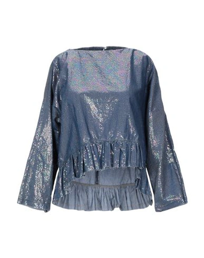 Shop Jijil Woman Denim Shirt Blue Size 6 Lyocell
