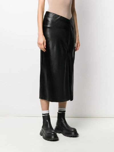 Shop Alexander Wang T Leather Look Midi Skirt In Black