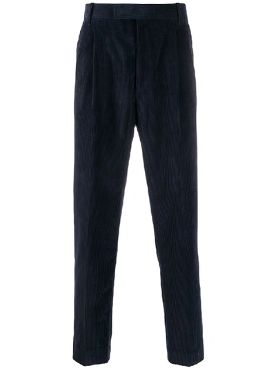 Shop Paul Smith Pleated Corduroy Trousers In Blue