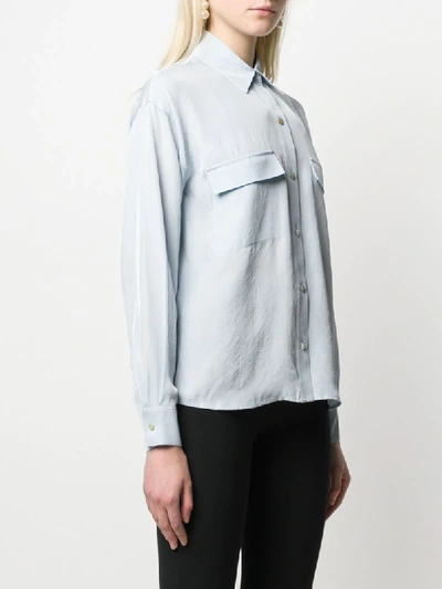 Shop Vince Boxy Utility Shirt In Blue