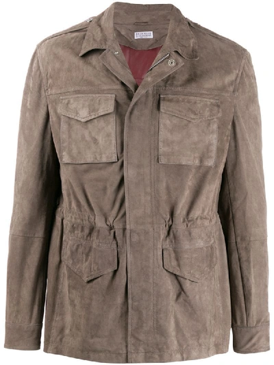 Shop Brunello Cucinelli Multi-pocket Shirt Jacket In Grey