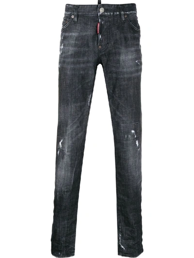 Shop Dsquared2 Distressed Effect Jeans In Black