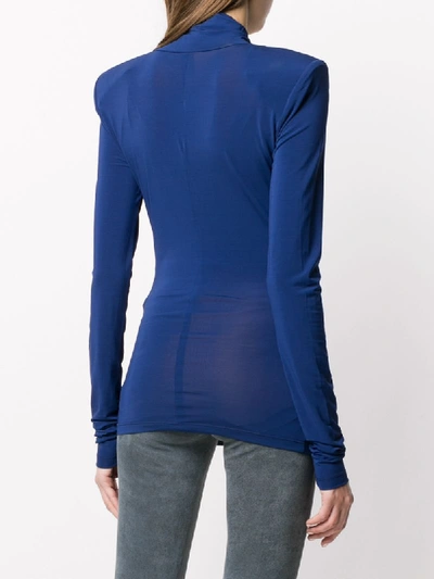 Shop Ben Taverniti Unravel Project Mock-neck Long Sleeve Top In Blue