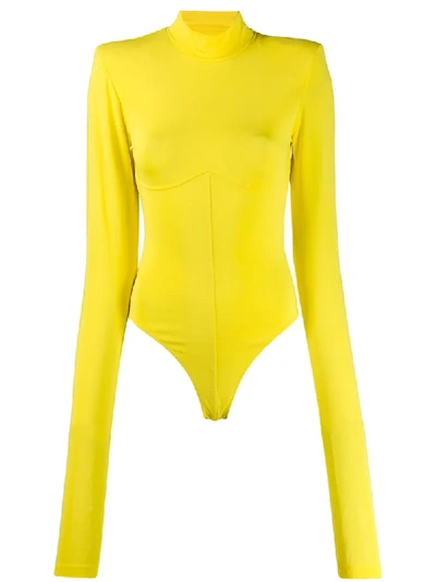 Shop Ben Taverniti Unravel Project Knitted Leotard Rollneck Body In Yellow