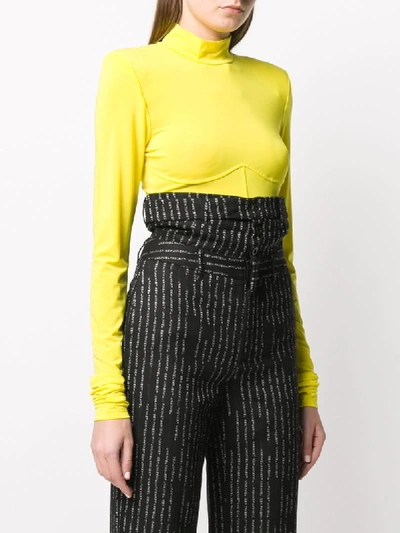 Shop Ben Taverniti Unravel Project Knitted Leotard Rollneck Body In Yellow