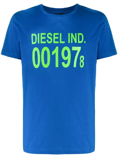 Shop Diesel Logo 001978 T-shirt In Blue