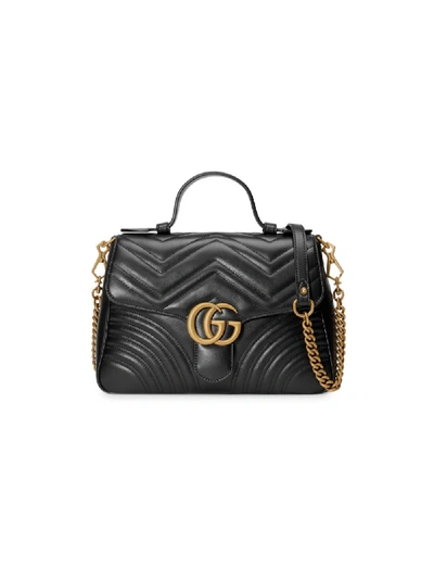 Shop Gucci Gg Marmont Leather Bag In Black