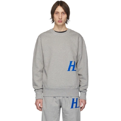 Shop Helmut Lang Grey Monogram Crewneck Sweatshirt In Hth Grey