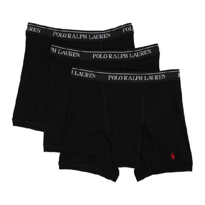 Shop Polo Ralph Lauren Three-pack Black Boxer Briefs