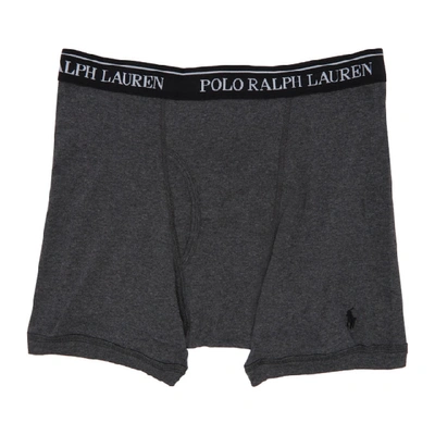 Shop Polo Ralph Lauren Three-pack Grey And Black Boxer Briefs In Gry/gry/blk