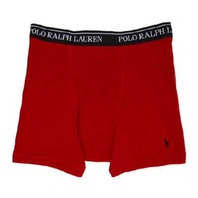Shop Polo Ralph Lauren Three-pack Multicolor Boxer Briefs In Grey/red/black