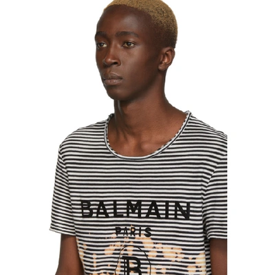 Shop Balmain Black And Yellow Striped Tie-dye T-shirt In Iad Jaune