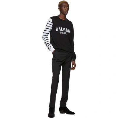Shop Balmain Black And White Logo Sweater In Eab Noirblc