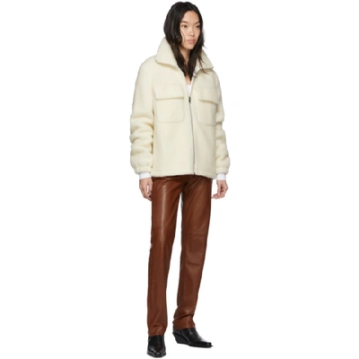 Shop Helmut Lang Off-white Wool Oversized Teddy Jacket In Ivory