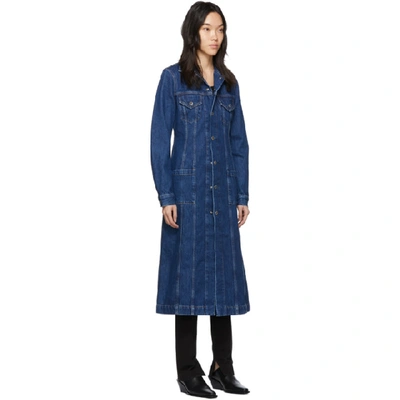 Shop Helmut Lang Blue Denim Long Trucker Coat In Acc Brt Sto