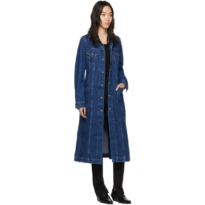 Shop Helmut Lang Blue Denim Long Trucker Coat In Acc Brt Sto