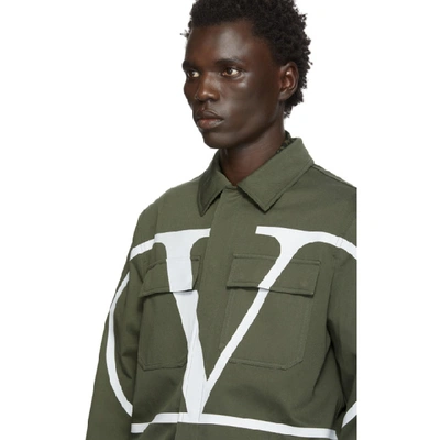 Shop Valentino Khaki And White Vlogo Jacket In 0gz Olivewt