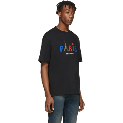 Shop Balenciaga Black Paris Love T-shirt In 1000 Black