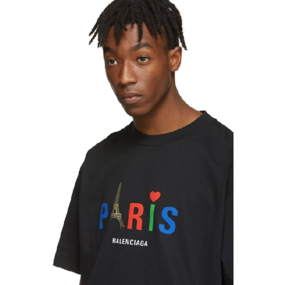 Shop Balenciaga Black Paris Love T-shirt In 1000 Black