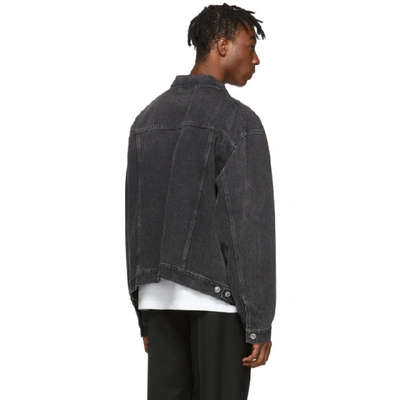 Shop Balenciaga Black Denim Chest Logo Jacket In 5802 Gvrblk