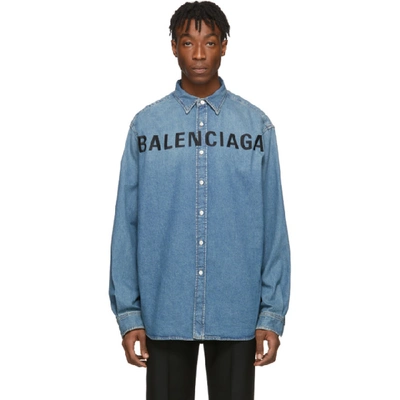 BALENCIAGA 靛蓝色徽标牛仔衬衫