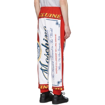 Shop Moschino Red And White Budweiser Edition Logo Lounge Pants In Multi