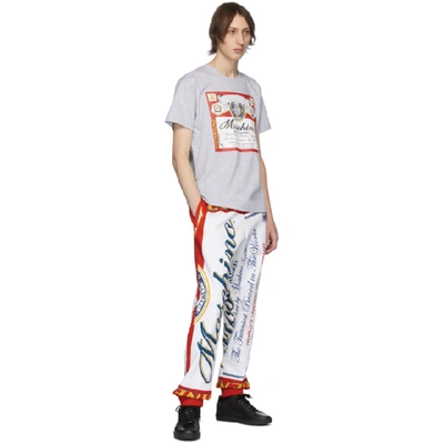 Shop Moschino Red And White Budweiser Edition Logo Lounge Pants In Multi
