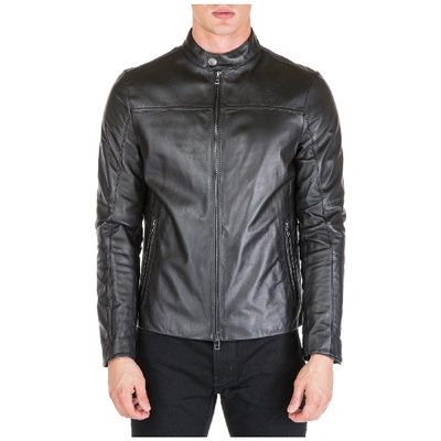 Shop Michael Kors Men's Leather Outerwear Jacket Blouson In Black