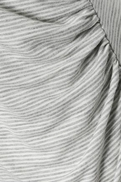 Shop Kain Wrap-effect Striped Stretch-jersey Dress In Light Gray