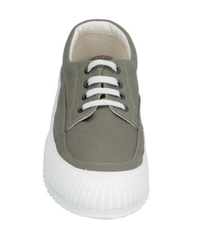 Shop Hogan Man Sneakers Military Green Size 9 Textile Fibers, Rubber