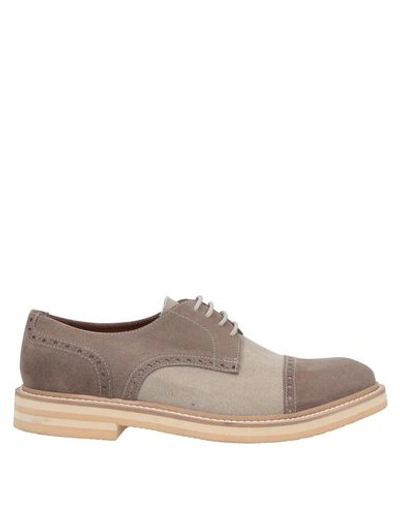Shop Eleventy Laced Shoes In Dove Grey