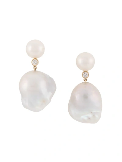 Shop Sophie Bille Brahe 14kt Gold Diamond Venus Earrings In 白色