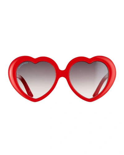 Shop Balenciaga Heart-shaped Acetate Sunglasses In Black