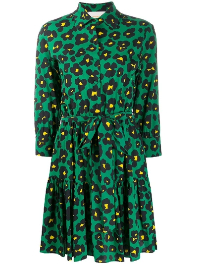 Shop La Doublej Bellini Floral Leopard Print Dress In Green