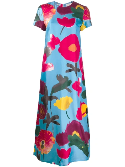 Shop La Doublej Swing Floral Print Dress In Blue