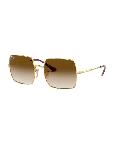 Shop Ray Ban Metal Square Sunglasses In Gold