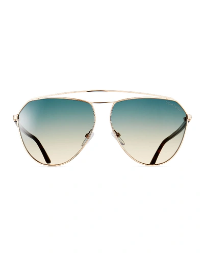 Shop Tom Ford Metal Gradient Aviator Sunglasses In Rose Gold