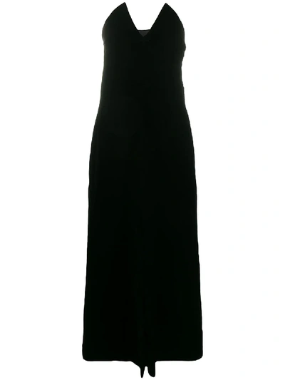 Pre-owned Saint Laurent 1996 Velvet Strapless Dress In Black