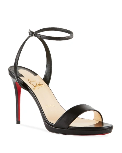 Shop Christian Louboutin Loubi Queen Red Sole Ankle-wrap Sandals In Black