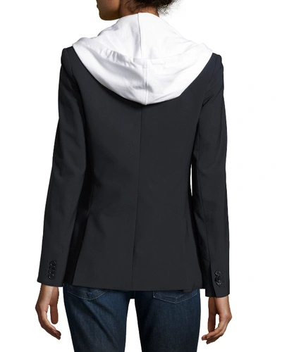 Veronica Beard White Hooded Cotton Dickey In Black